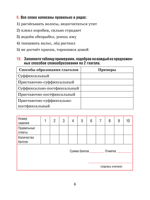Русский язык. Тесты для тематического и итогового контроля. 7 класс