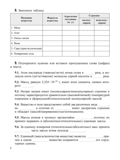 Теоретические основы химии. Рабочая тетрадь старшеклассника и абитуриента